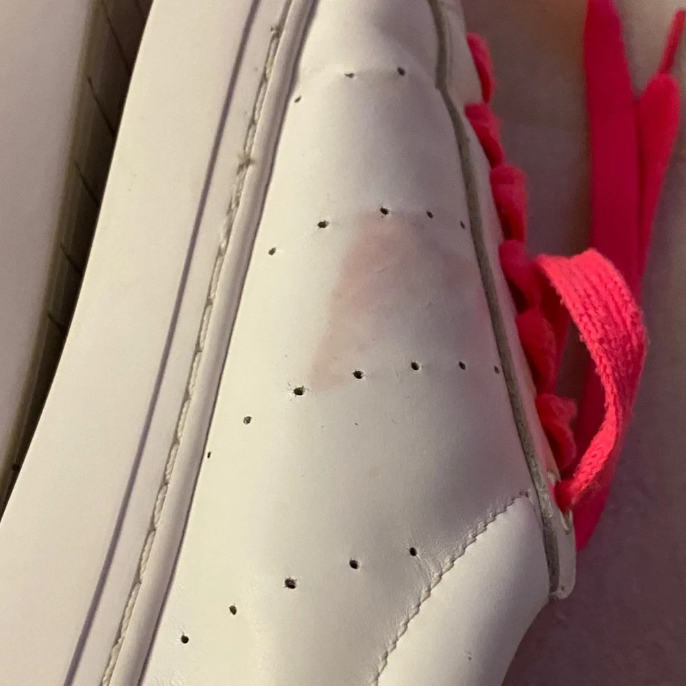 J. Crew leather White and Neon Pink Sneakers